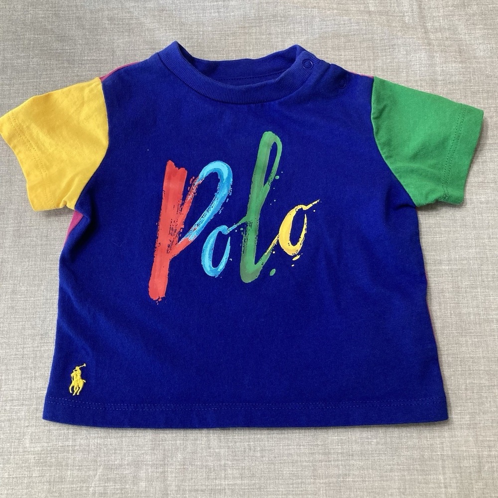 Polo Ralph Lauren Color Block Polo Baby Cotton T-Shirt Size 3 months Embroidered